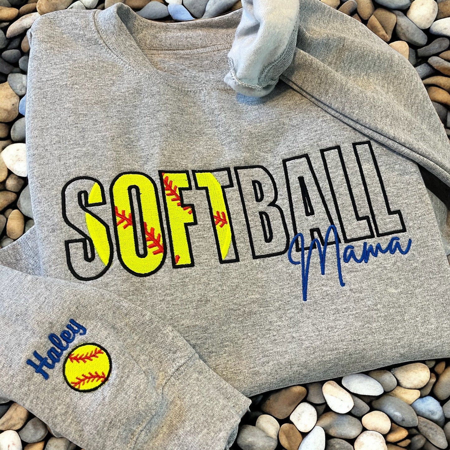Custom Sports Embroidered Mama/Mom/Nana Sweatshirt