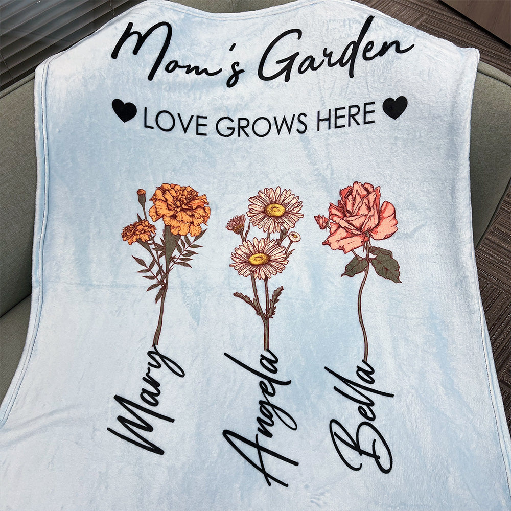 Mom's Garden Love Grows Here Customized Blanket