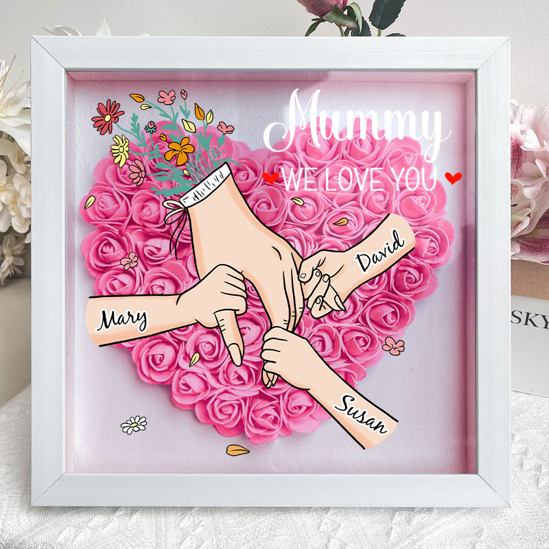 Family Love Blooms Forever - Personalised Mum & Grandma Flower Shadow Box with Names