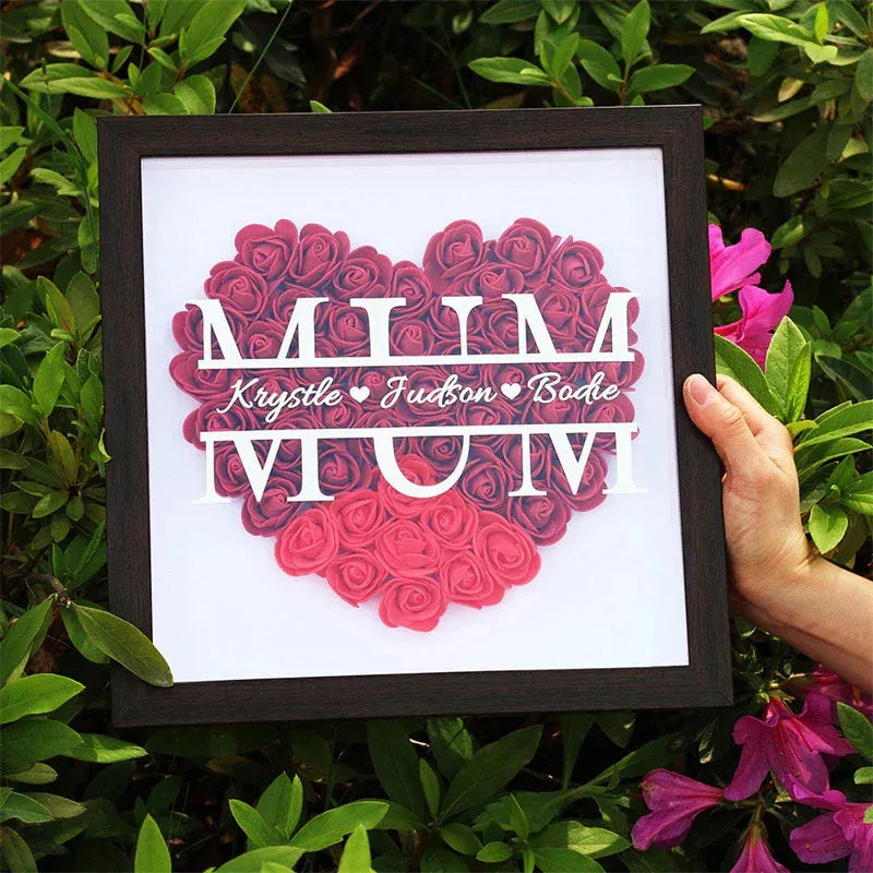 Coffret cadeau avec monogramme en forme de cœur pour maman