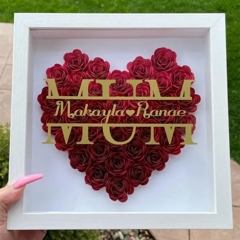 Coffret cadeau avec monogramme en forme de cœur pour maman