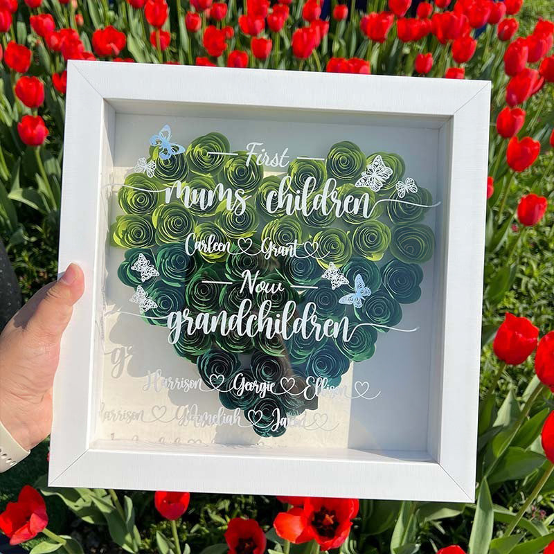 First Mum's Children Now Grandchildren - Personalized Flower Shadow Box