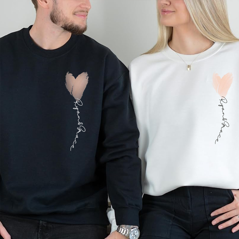 T-shirt personnalisé pour la Saint-Valentin avec cœur et nom personnalisé
