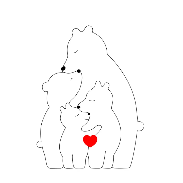 Famille d'ours en bois