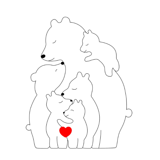 Famille d'ours en bois