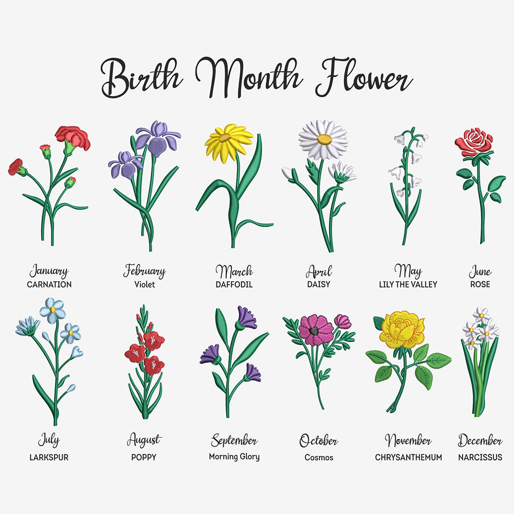 Custom Embroidered Birth Month Flower Sweatshirt/Hoodie