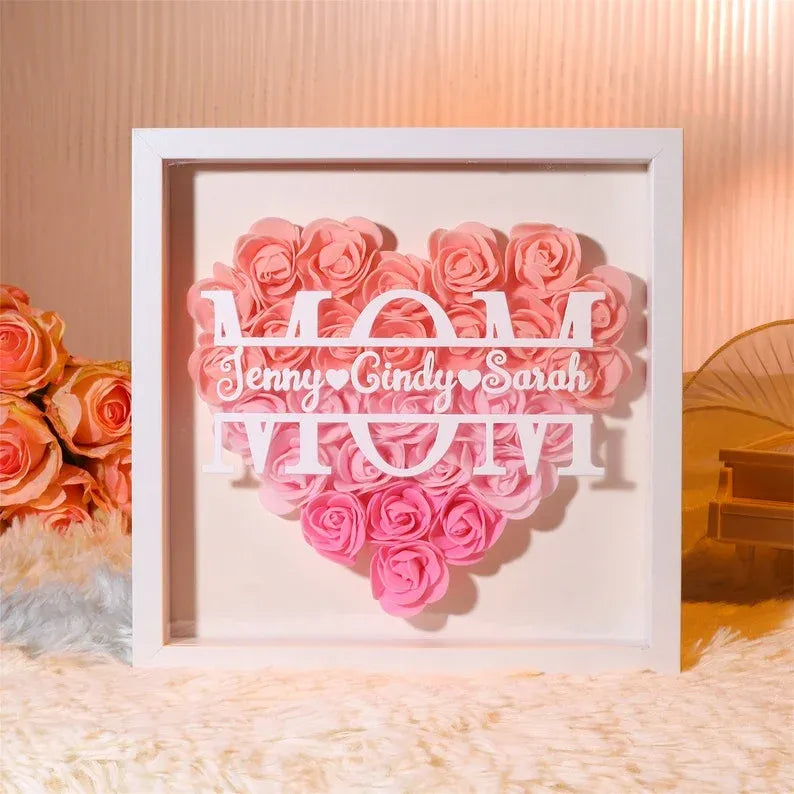 Coffret cadeau avec monogramme en forme de cœur pour maman