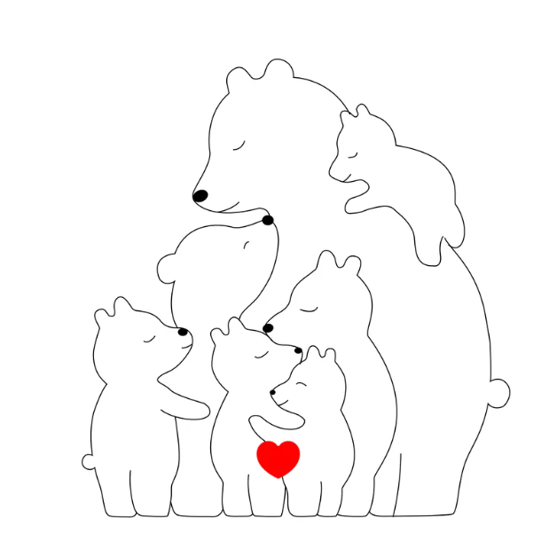 Famille d'ours en bois