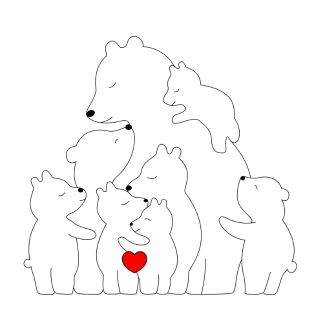 Famille d'ours en bois