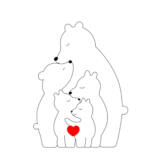 Famille d'ours en bois
