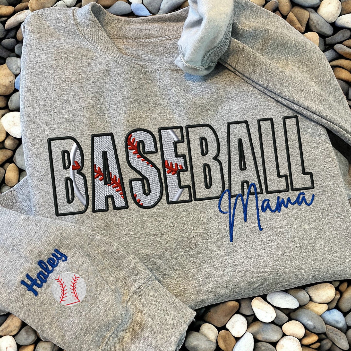Custom Sports Embroidered Mama/Mom/Nana Sweatshirt