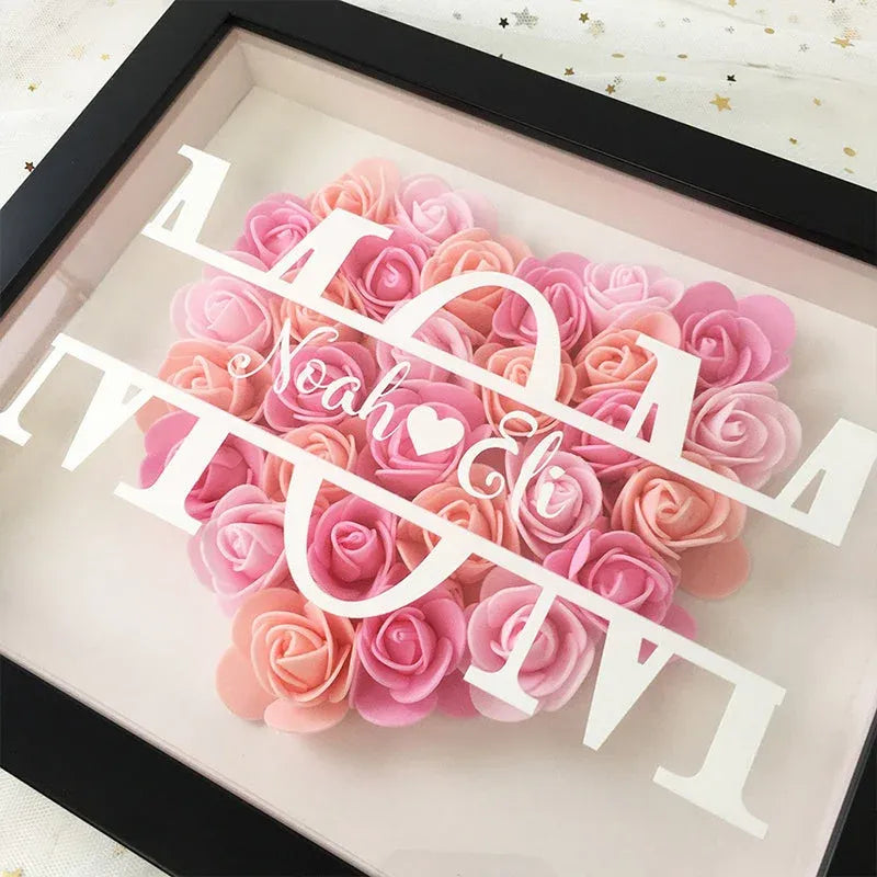 Coffret cadeau avec monogramme en forme de cœur pour maman