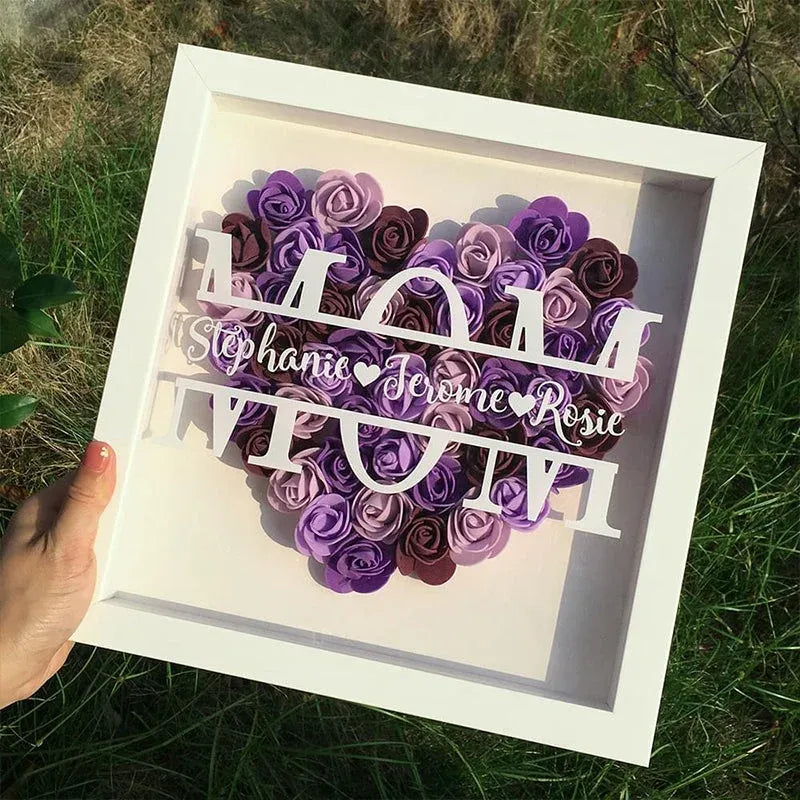Coffret cadeau avec monogramme en forme de cœur pour maman
