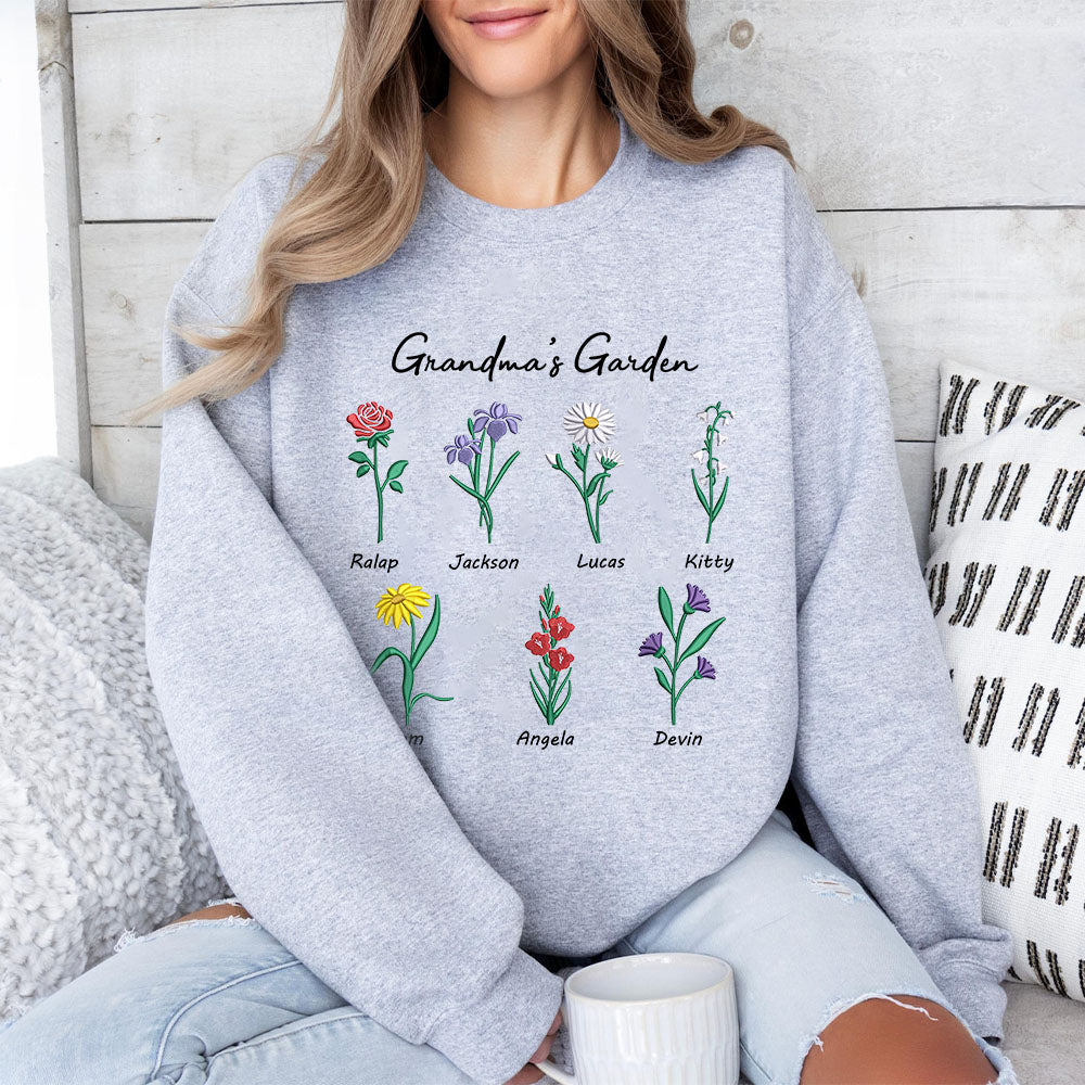Custom Embroidered Birth Month Flower Sweatshirt/Hoodie
