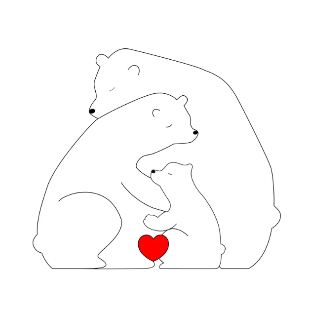 Famille d'ours en bois
