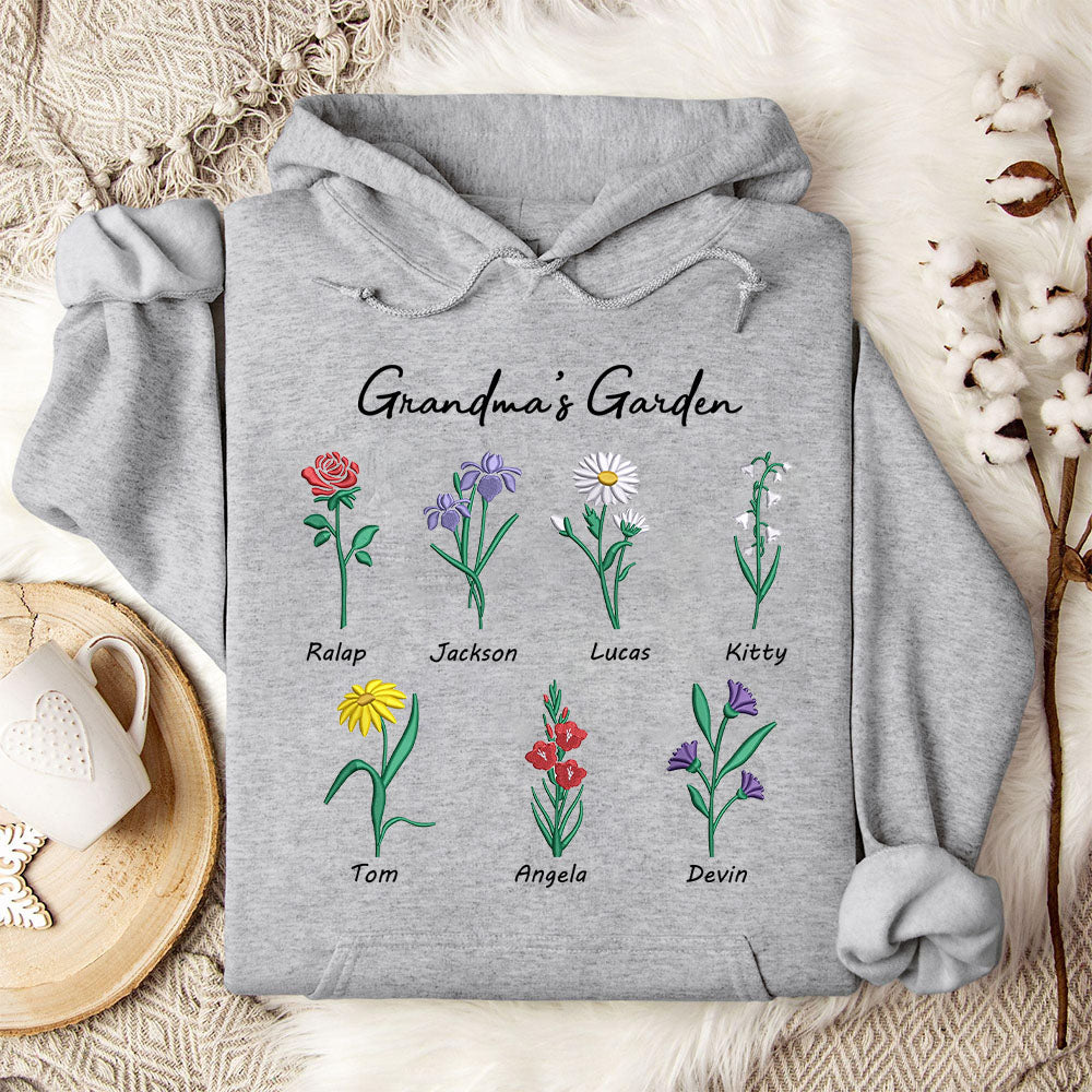 Custom Embroidered Birth Month Flower Sweatshirt/Hoodie
