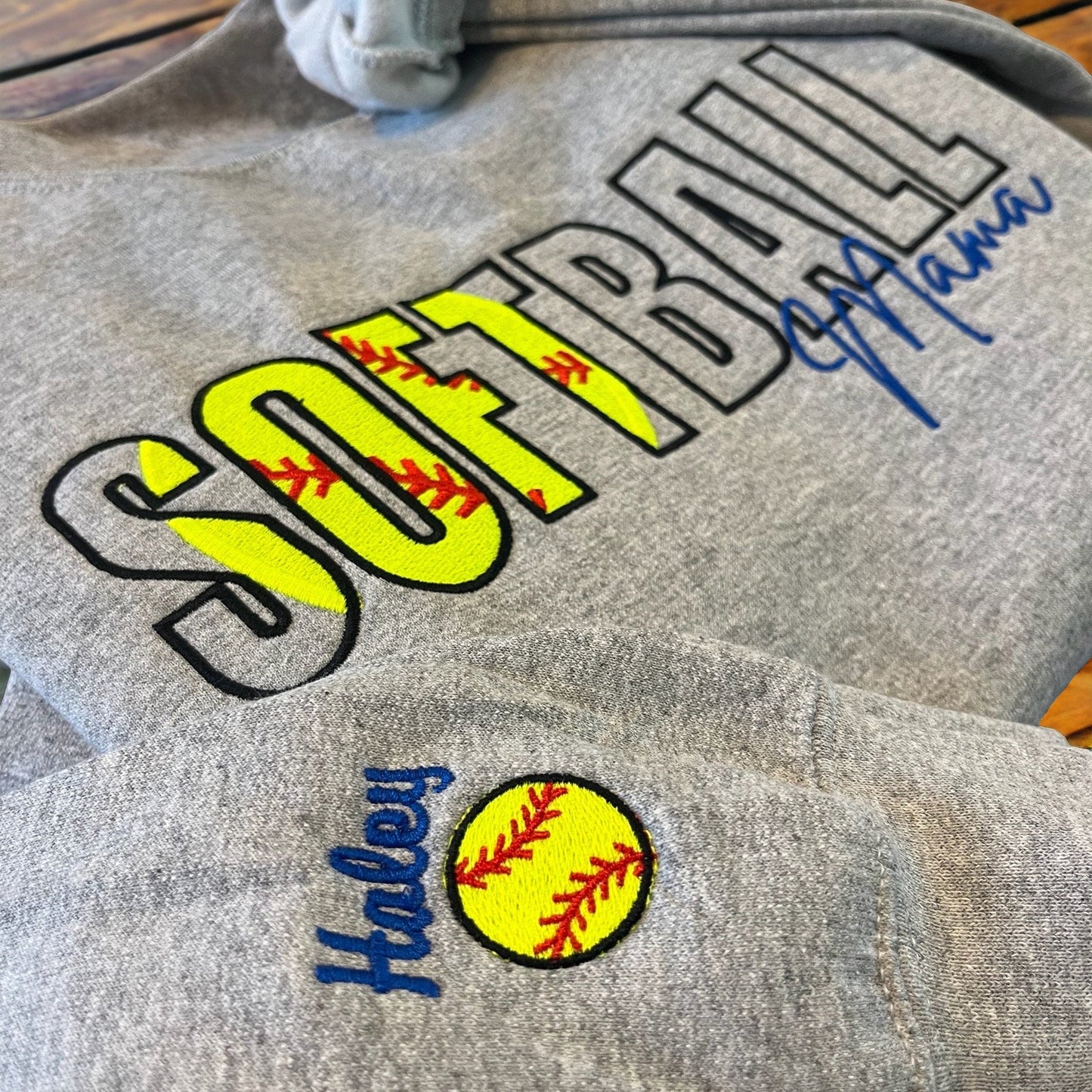 Custom Sports Embroidered Mama/Mom/Nana Sweatshirt