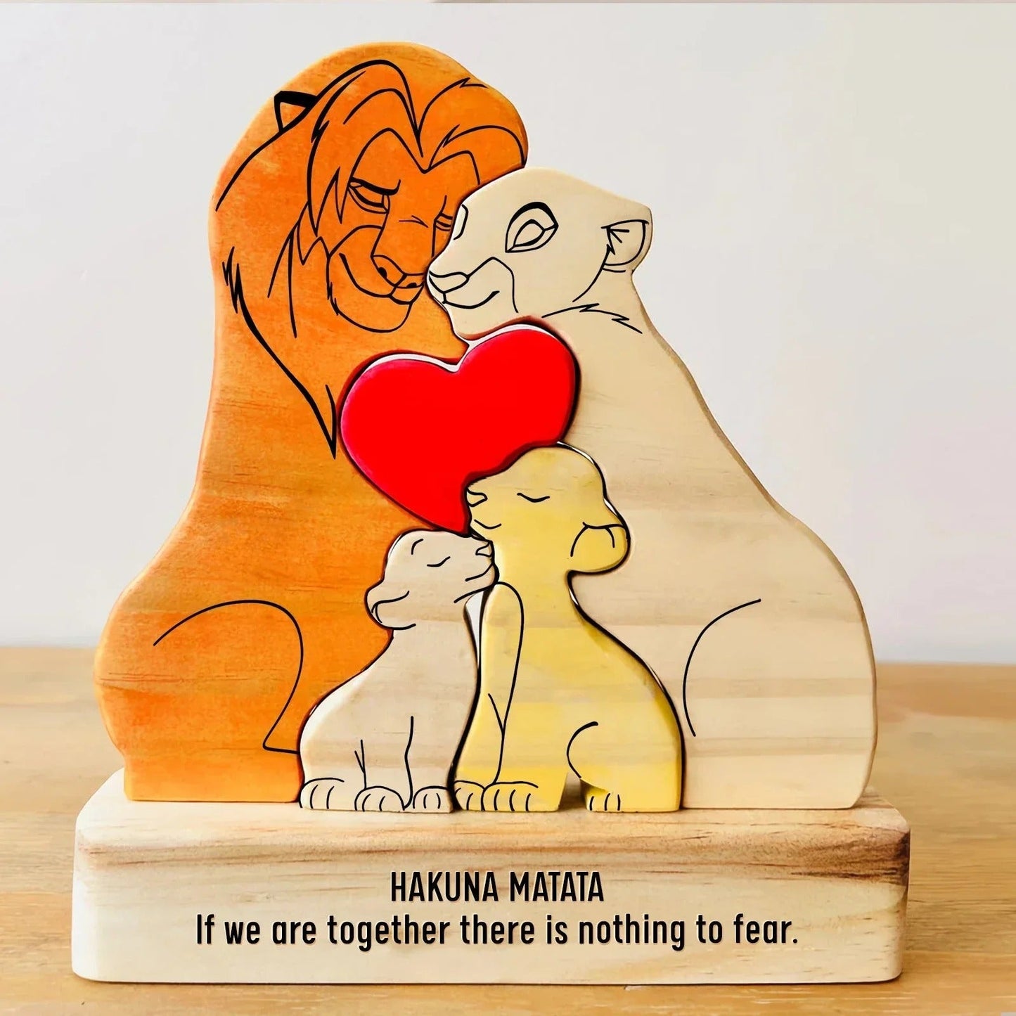 Custom Wooden Lion Family Puzzle - Personalized Home Decor & Gift