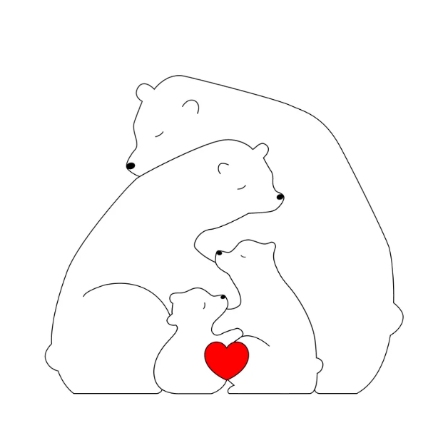 Famille d'ours en bois
