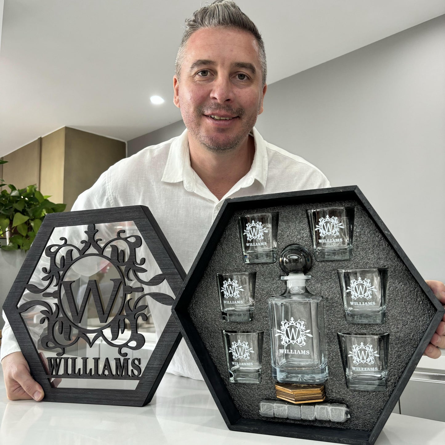 Coffret carafe à whisky, cadeau personnalisé, whisky bourbon, cadeau de Noël