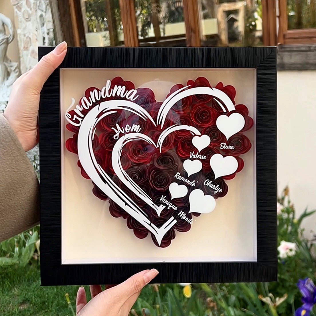 Love Mom Grandma - Personalized Flower Shadow Box