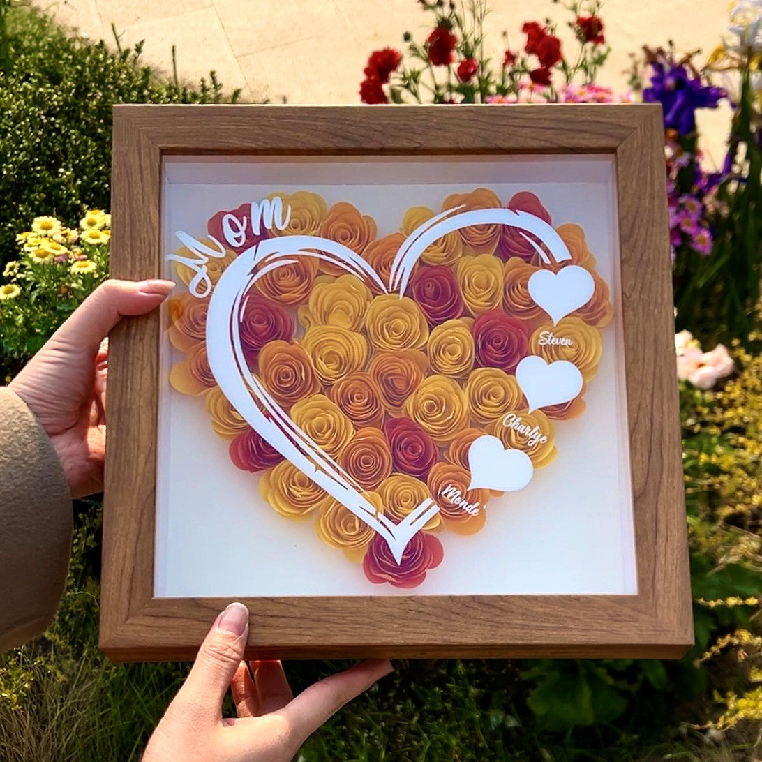 Love Mom Grandma - Personalized Flower Shadow Box