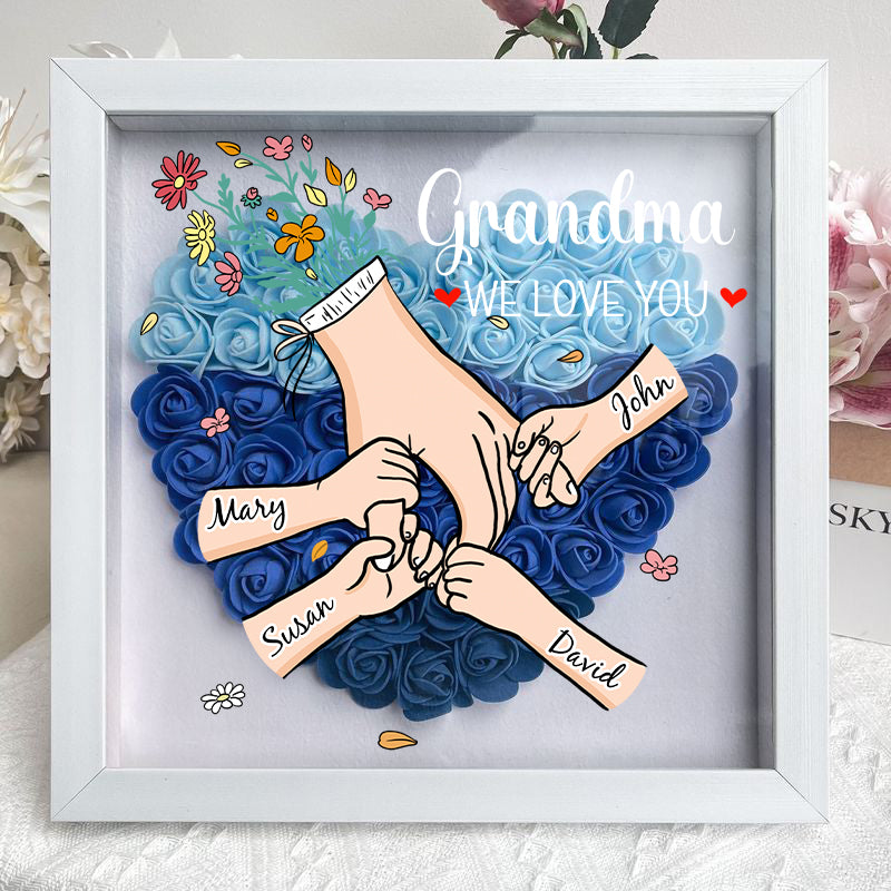 Family Love Blooms Forever - Personalised Mum & Grandma Flower Shadow Box with Names
