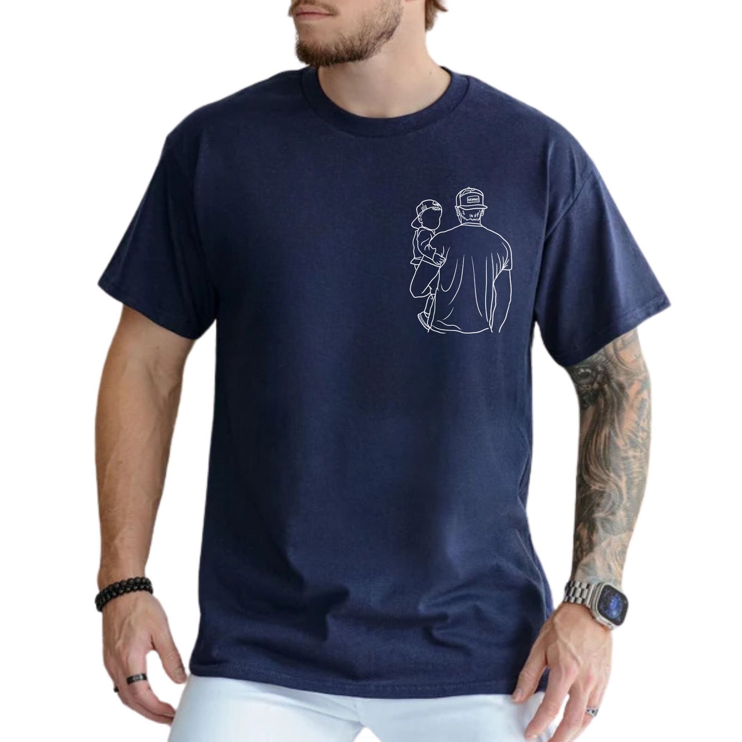 Papa et moi - T-shirt photo personnalisé pour papa, cadeau pour mari