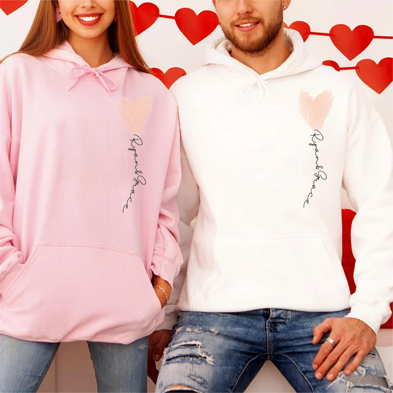 T-shirt personnalisé pour la Saint-Valentin avec cœur et nom personnalisé