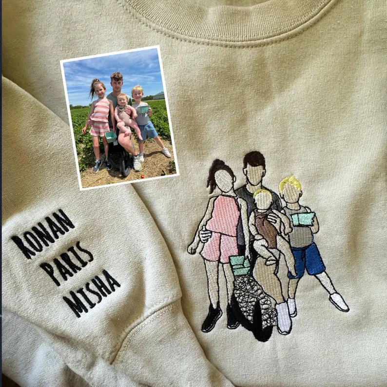 Chemise brodée avec portrait photo personnalisé