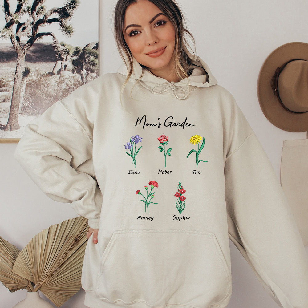 Custom Embroidered Birth Month Flower Sweatshirt/Hoodie