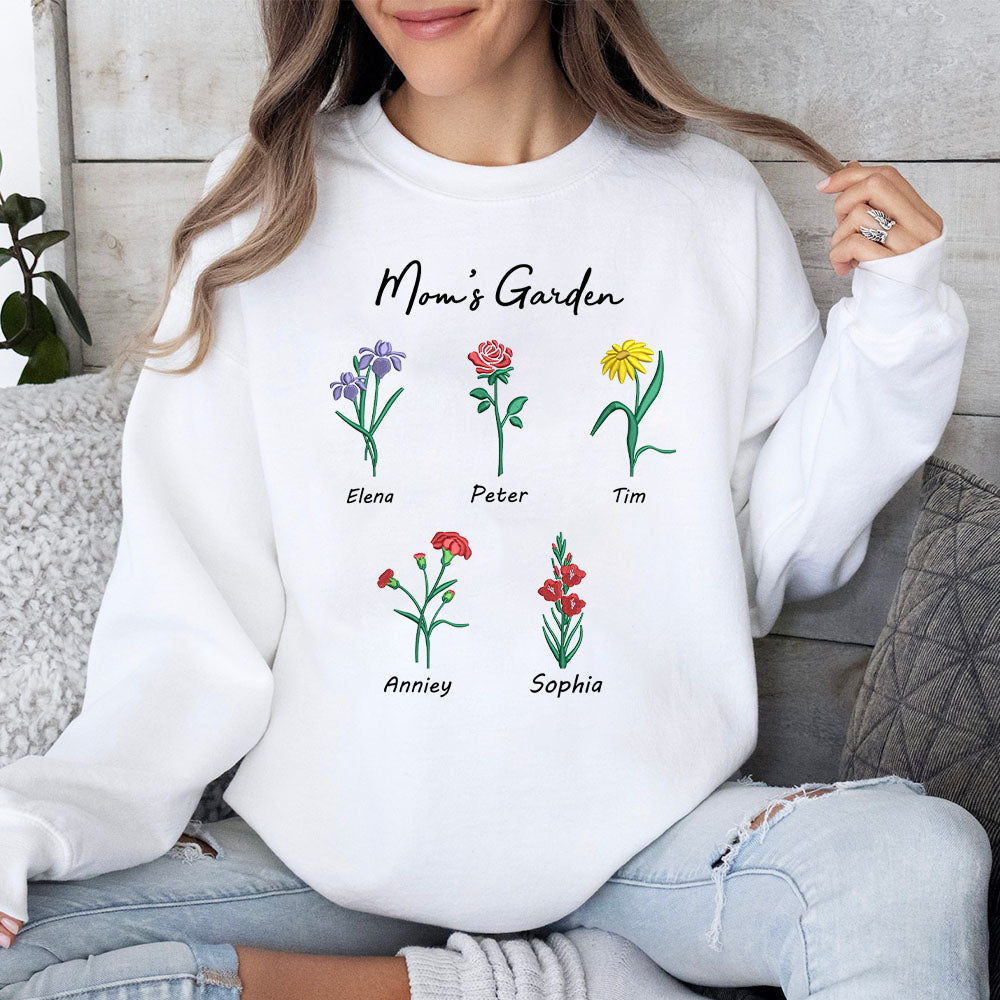 Custom Embroidered Birth Month Flower Sweatshirt/Hoodie