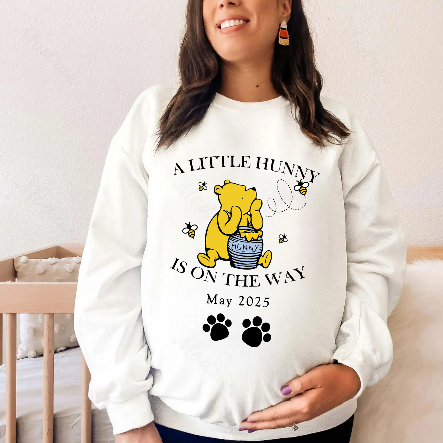 A little Hunny Is On The Way Custom Pregnancy Announcement Shirt
