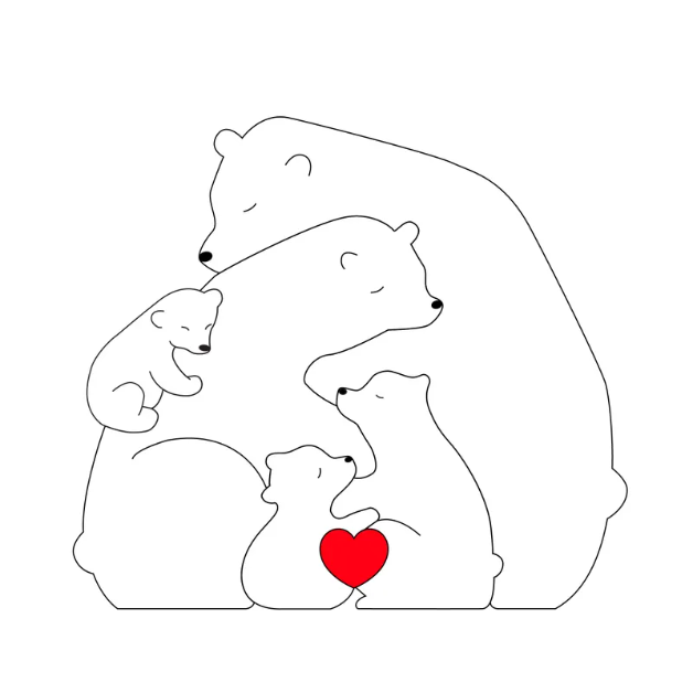 Famille d'ours en bois