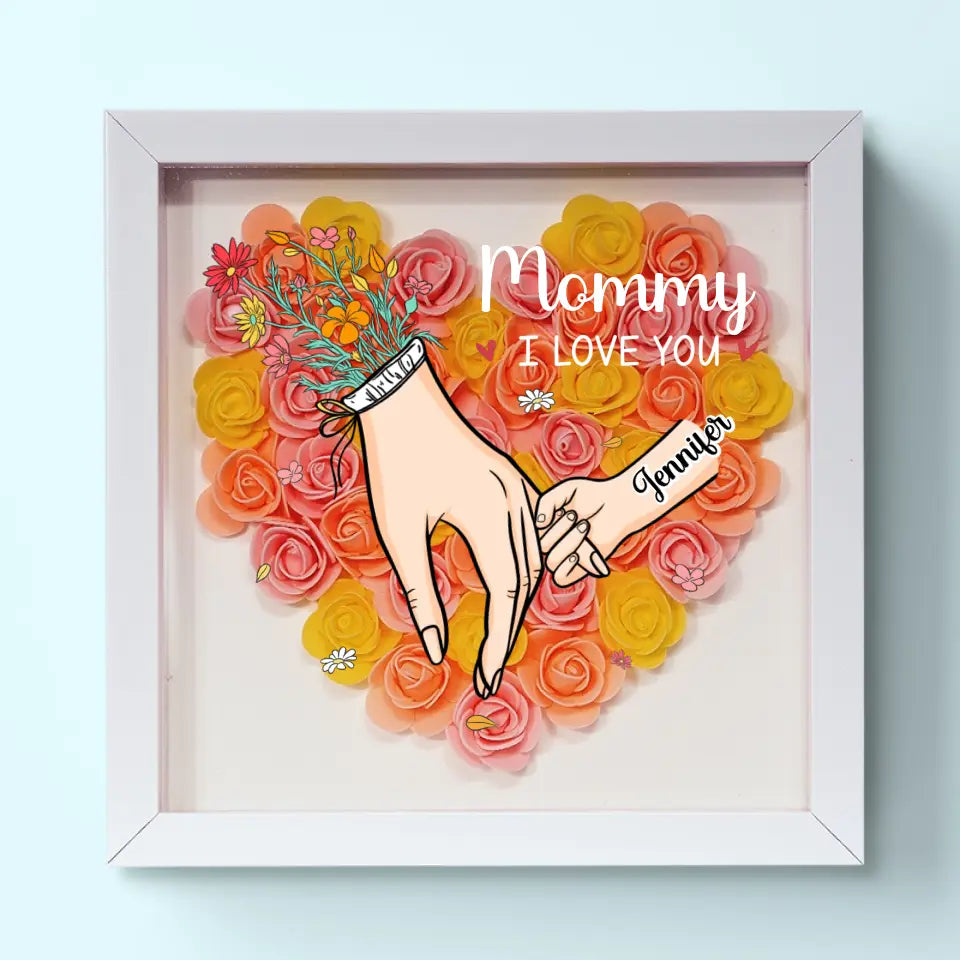 Family Love Blooms Forever - Personalised Mum & Grandma Flower Shadow Box with Names