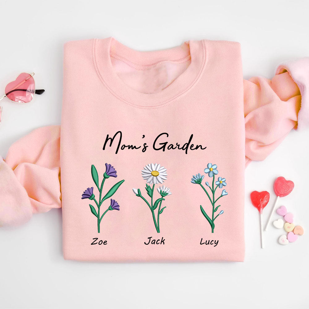 Custom Embroidered Birth Month Flower Sweatshirt/Hoodie