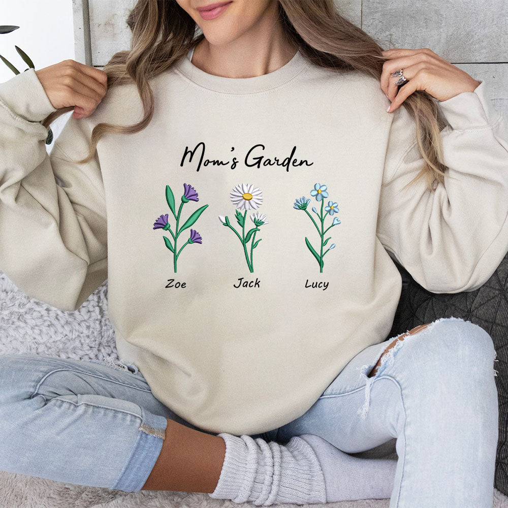 Custom Embroidered Birth Month Flower Sweatshirt/Hoodie