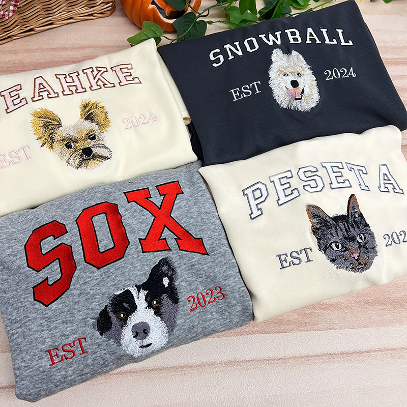 Sweat-shirt brodé personnalisé avec portraits d'animaux