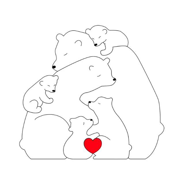 Famille d'ours en bois