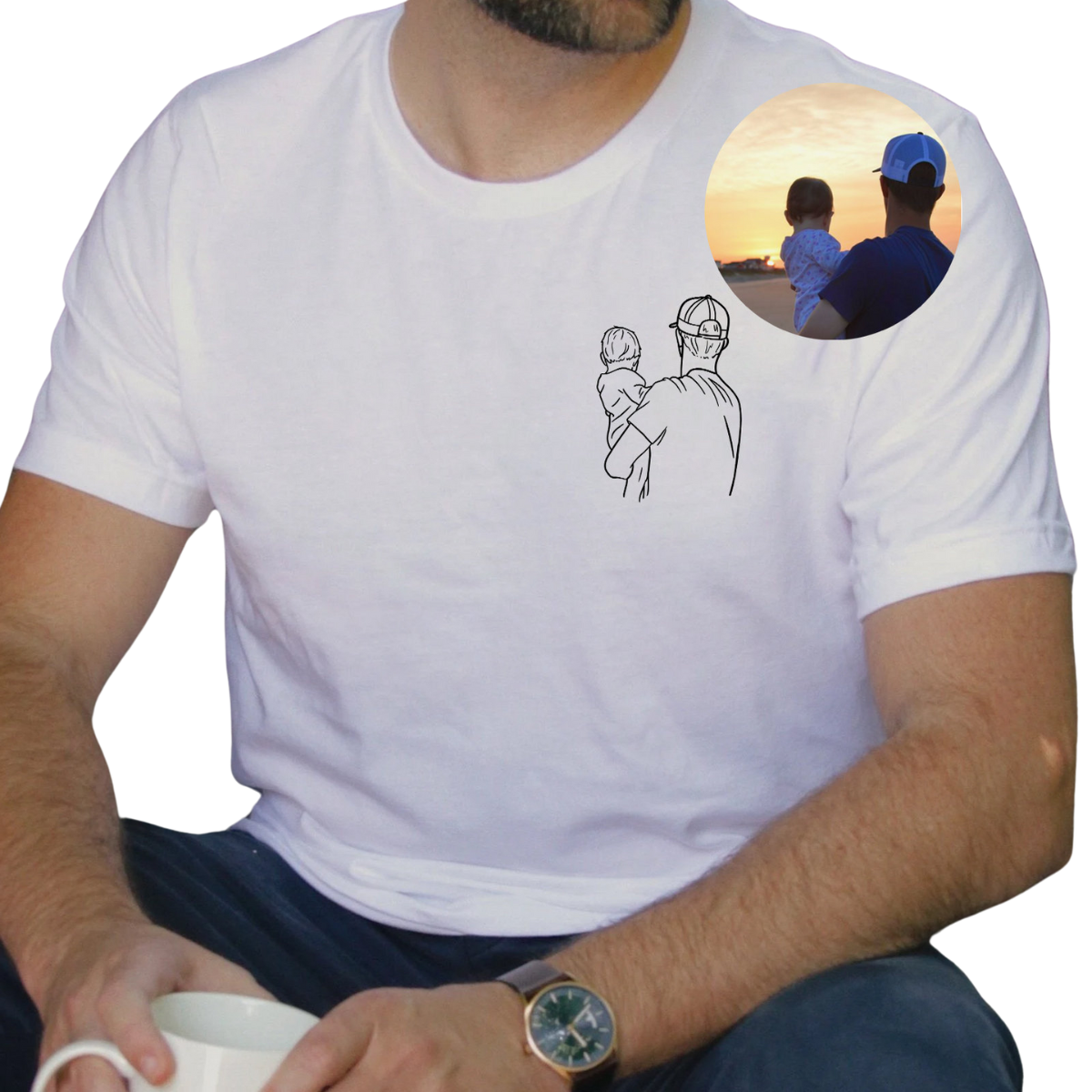 Papa et moi - T-shirt photo personnalisé pour papa, cadeau pour mari