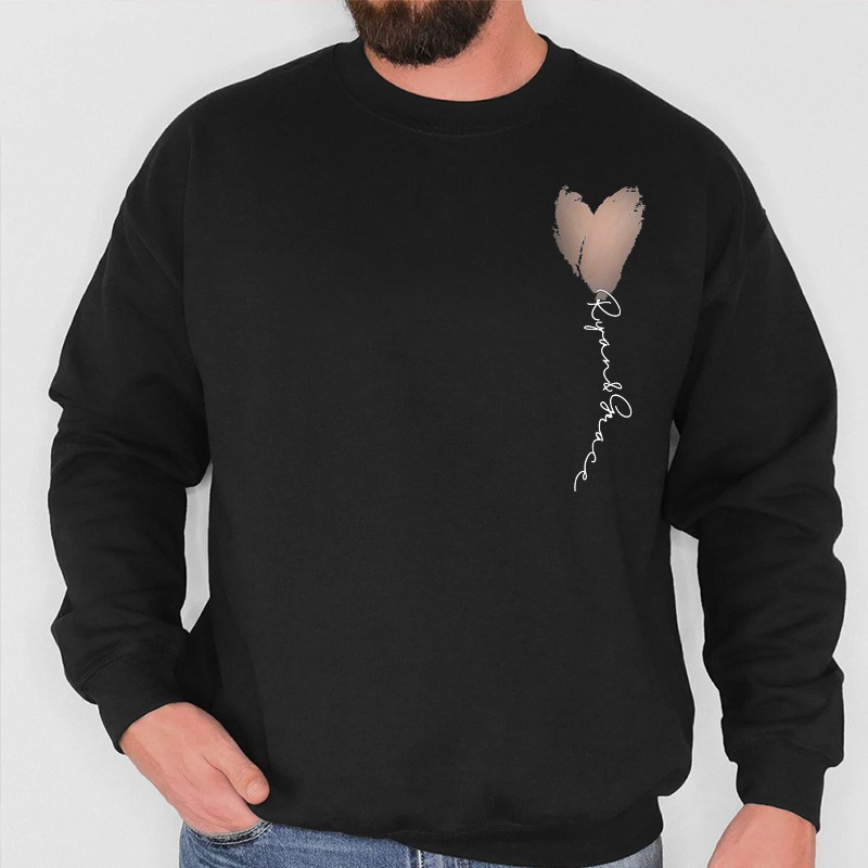 T-shirt personnalisé pour la Saint-Valentin avec cœur et nom personnalisé