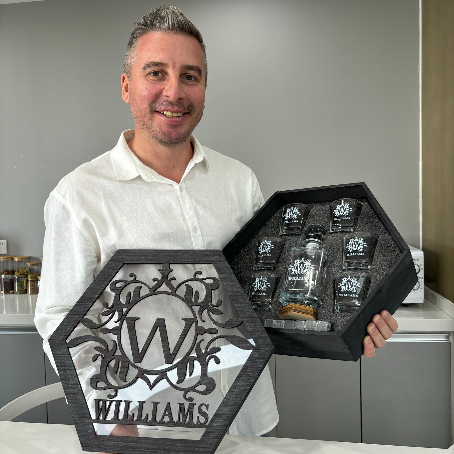 Coffret carafe à whisky, cadeau personnalisé, whisky bourbon, cadeau de Noël