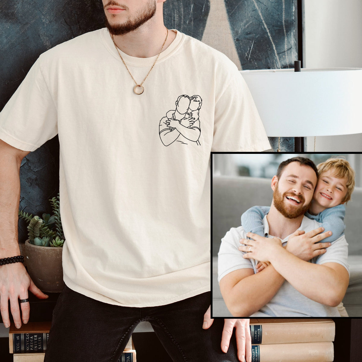 Papa et moi - T-shirt photo personnalisé pour papa, cadeau pour mari