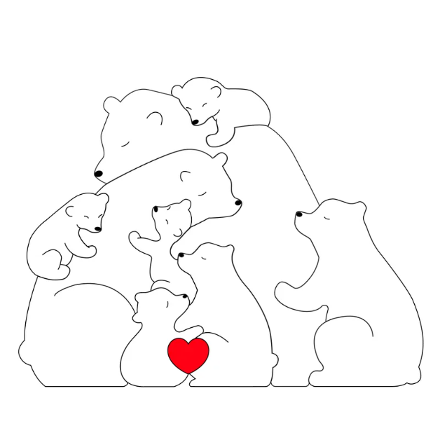 Famille d'ours en bois