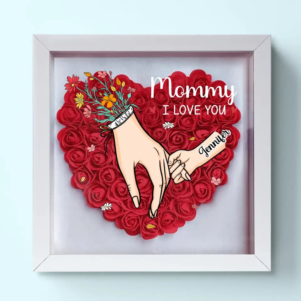 Family Love Blooms Forever - Personalised Mum & Grandma Flower Shadow Box with Names