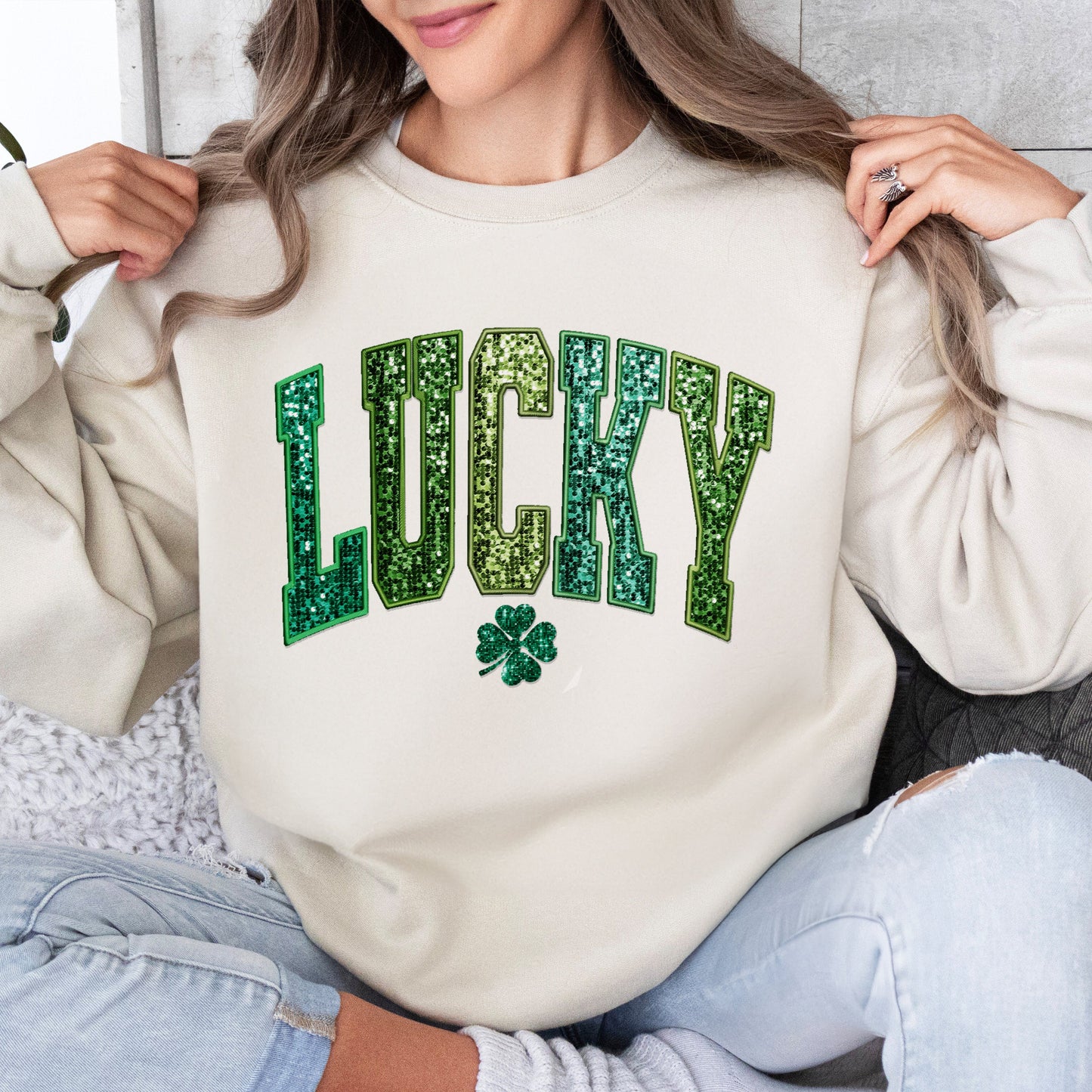 Sweat-shirt porte-bonheur à paillettes pour la Saint-Patrick