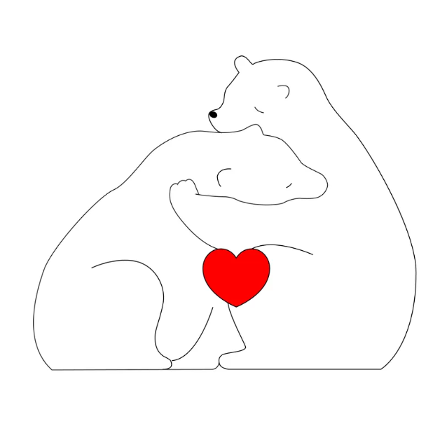 Famille d'ours en bois