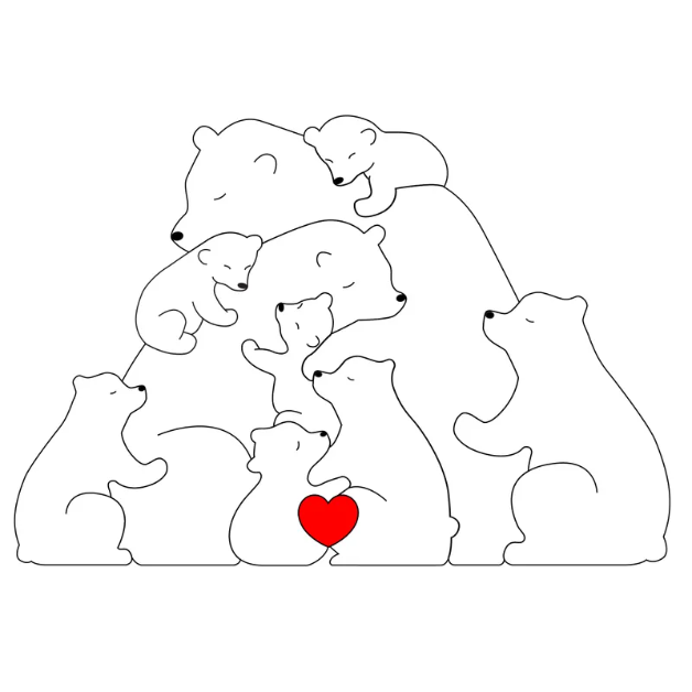 Famille d'ours en bois