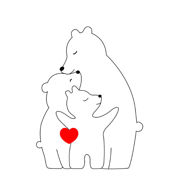 Famille d'ours en bois