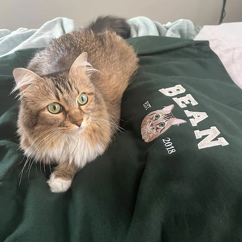Sweat-shirt brodé personnalisé avec portraits d'animaux